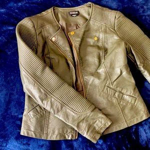 Bebe leather green jacket